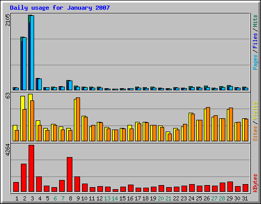 Daily usage for January 2007