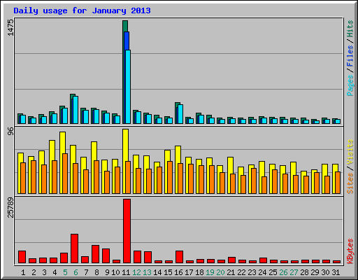 Daily usage for January 2013