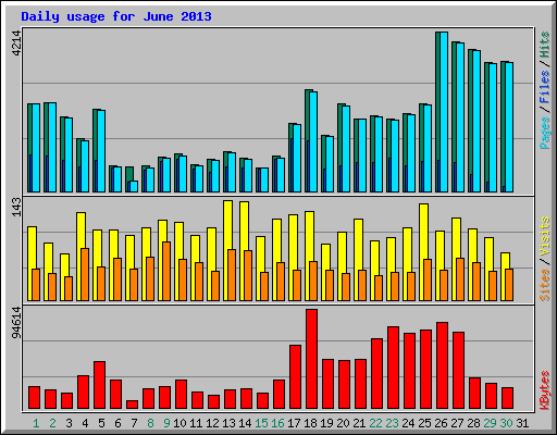Daily usage for June 2013