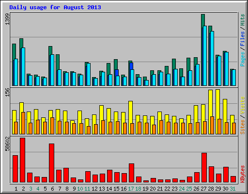 Daily usage for August 2013