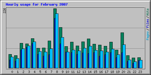 Hourly usage for February 2007