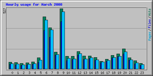 Hourly usage for March 2008