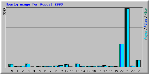 Hourly usage for August 2008