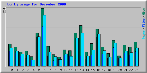 Hourly usage for December 2008