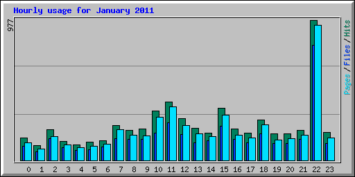 Hourly usage for January 2011