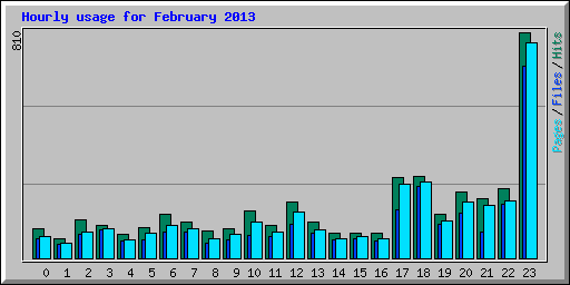 Hourly usage for February 2013