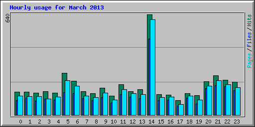 Hourly usage for March 2013