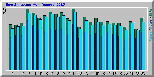 Hourly usage for August 2015